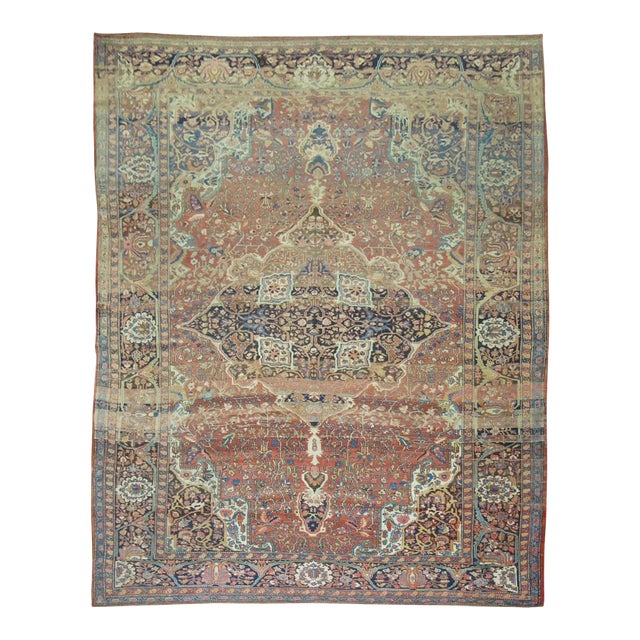 Early 20th Century Zabihi Collection Stunning Room Size Traditional Rust Multiple Abrash Carpet For Sale