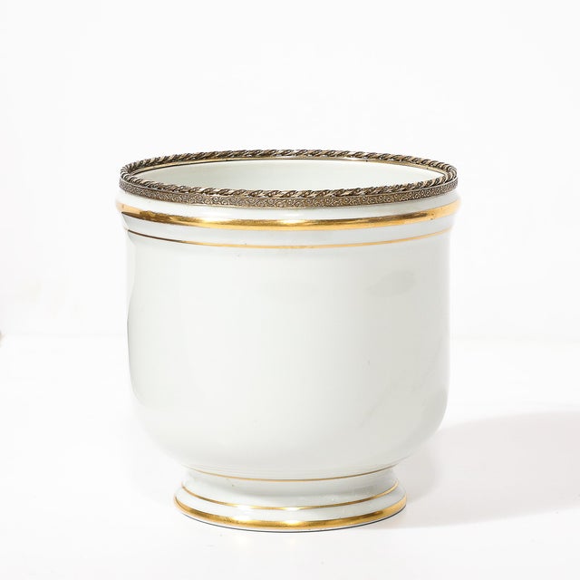 Mid-Century Modernist Porcelain Cachepot With Gilt Detailing by Limoges For Sale - Image 9 of 11