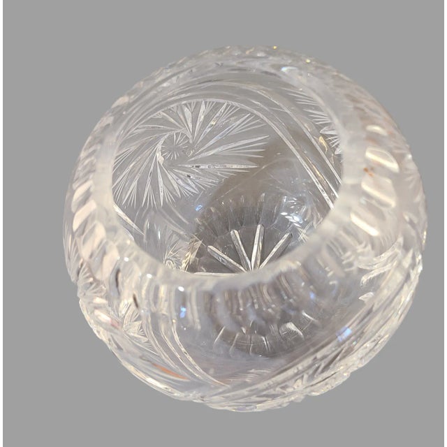 Vintage Cut Crystal Sunburst Rose Bowl Vase For Sale - Image 4 of 7
