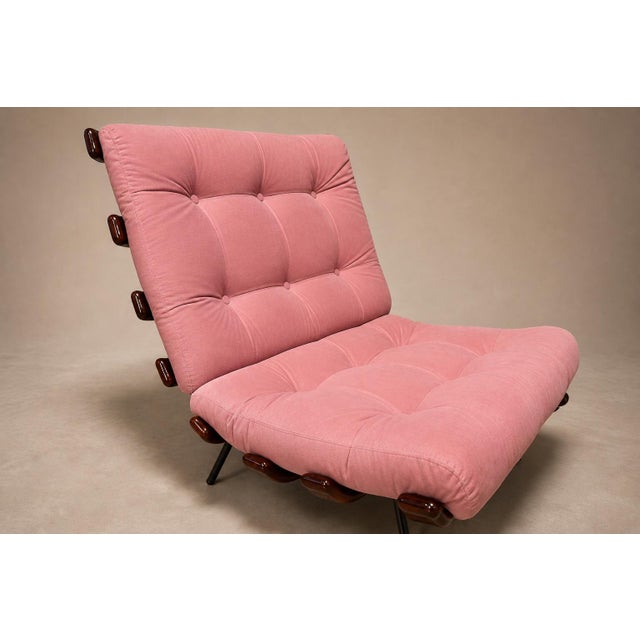 Brazilian Modern Wood Slat & Metal Frame Armchair, Moveis Pallar, 1950s For Sale - Image 4 of 18