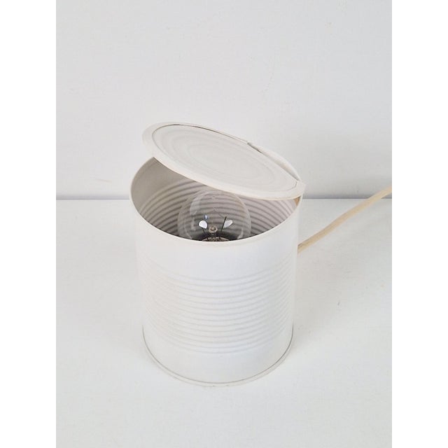 Pop Art White Metal Can Table Lamp by Vrieland, 1970s For Sale - Image 6 of 10