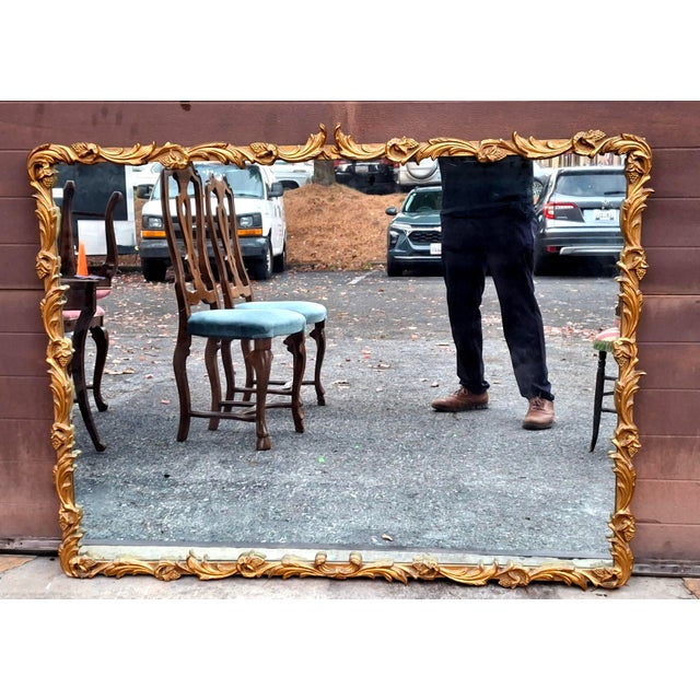 Early 20th Century Louis XIV Style Carved Giltwood Foliate Frame Wall Mirror, Circa 1920s For Sale - Image 5 of 10