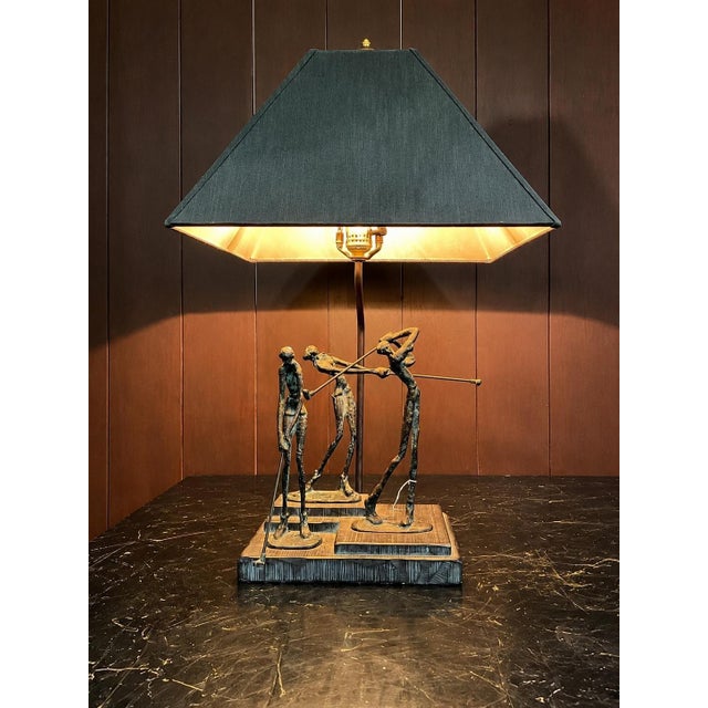 Metal Frederick Cooper Golfer Lamp | Vintage Three Golfers Sculpture Mid-Century Modern Lighting For Sale - Image 7 of 8