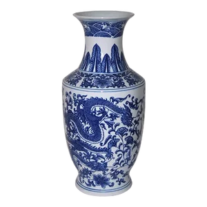 Dragon Chasing Pearl Chinese Export Porcelain Baluster Vase With Qing Stamp