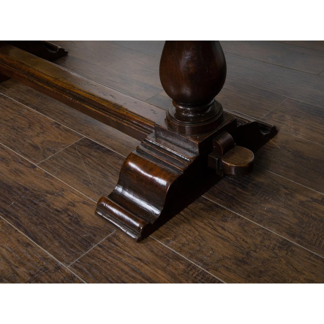 Italian Early Italian 19th Century Walnut Table with Trestle Base and Single Drawer For Sale - Image 3 of 12