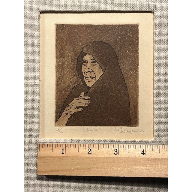 1970s Rare Alfredo Arciniaga Limited Edition "Juana" Intaglio Etching With Steel Plate For Sale In Los Angeles - Image 6 of 12