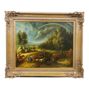 Late 20th Century The Rainbow Landscape Oil Painting on Linen After Peter Paul Rubens 39"