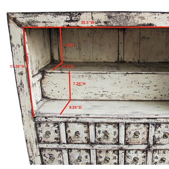 Wood Antique White Painted Chinese Apothecary Cabinet For Sale - Image 7 of 7