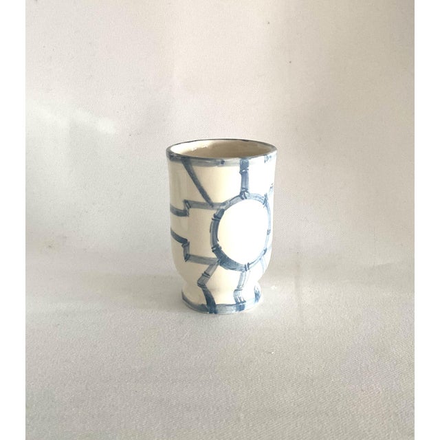 Chinoiserie Chinoiserie Bamboo Fret Ceramic Bath Set, Light Blue, 5 Pieces For Sale - Image 3 of 7