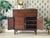 R-Way Furniture Company Vintage 1960s Mid-Century Modern Walnut Wood and Woven Rattan Highboy Chest Cabinet by R-Way For Sale - Image 4 of 16