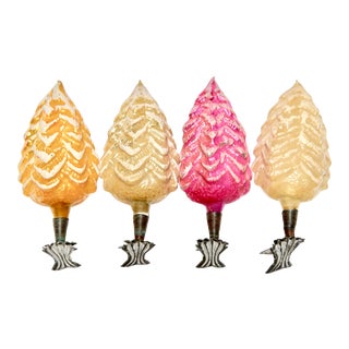 Mid-Century Clip-On Glass Tree Ornaments- Set of 4 For Sale