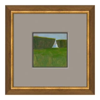 "Shrubbery With Outbuilding" Original Framed Oil Painting by Leslie Snipes For Sale