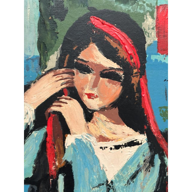 M. Costa, Portrait of a Young Lady, 1960s, Oil Painting on Canvas, Framed For Sale - Image 11 of 18