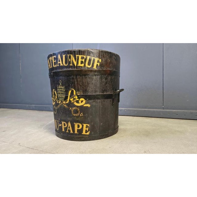 Black Chateauneuf Du Pape Wooden Grape Bucket, 1950s For Sale - Image 8 of 13