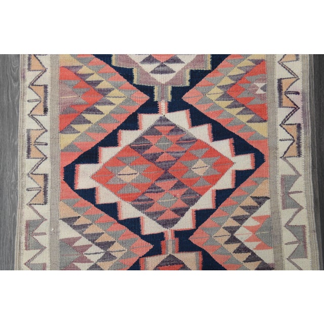 1970s Vintage Turkish Oushak Handmade Wool Cotton Orange Runner Rug For Sale - Image 9 of 11