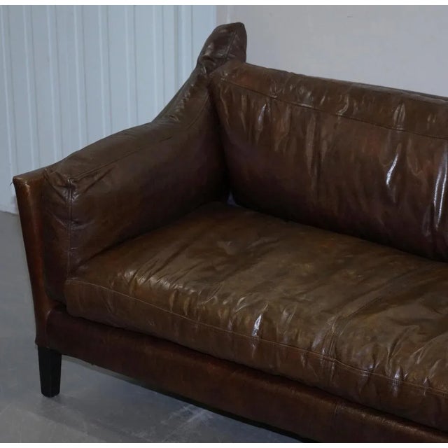 Vintage Brown Leather Sofa For Sale - Image 4 of 18