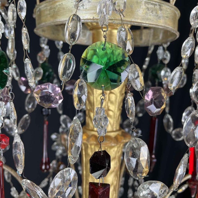 Metal Italian Genoese Crystal 8-Light Chandeliers, 18th Century, Set of 2 For Sale - Image 7 of 18
