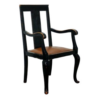 Art Nouveau Black Leather Armchair For Sale