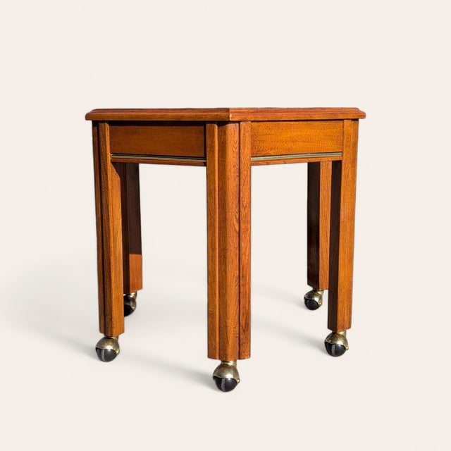 1970s Mersman Mid-Century Hexagonal Wood Side Table For Sale - Image 13 of 16