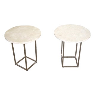 Mid 20th Century Marble & Chrome Side Tables - 2 Pieces For Sale