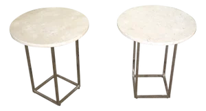 Mid 20th Century Marble & Chrome Side Tables - 2 Pieces