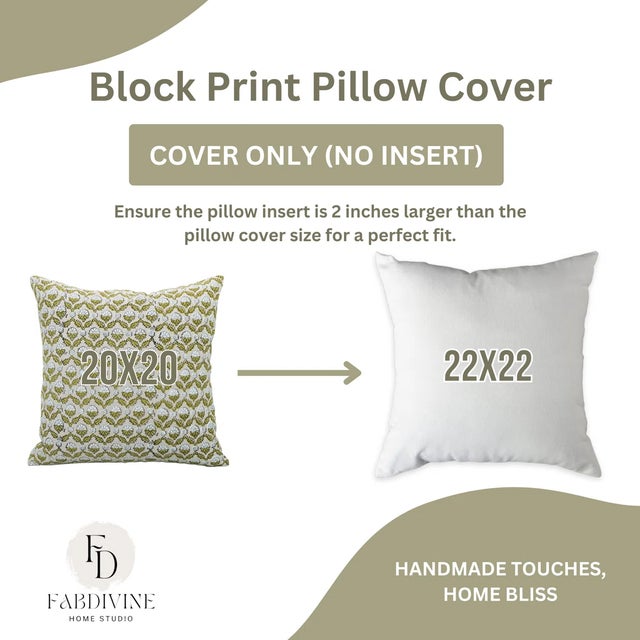 Not Yet Made - Made To Order Fabdivine Handmade Block Printed Cushion Cover 18x18 Inch Pure Linen- Shehnaz For Sale - Image 5 of 5