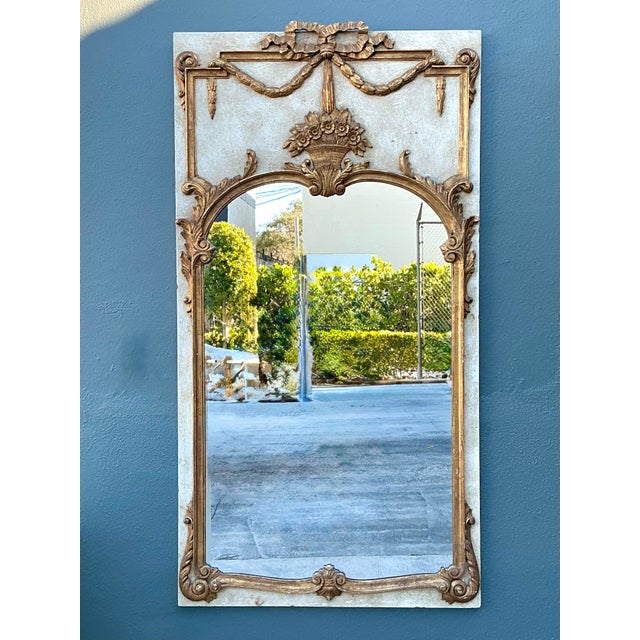 Vintage Gilt Tipped Trumeau Mirror For Sale - Image 4 of 12
