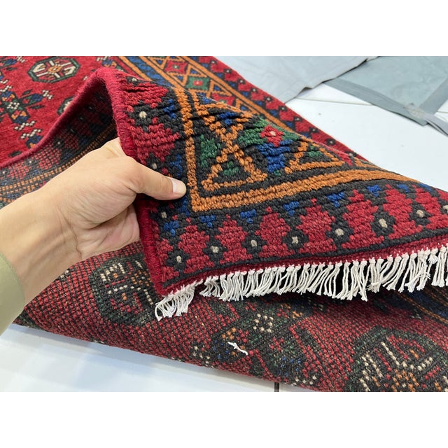 Extra-Long Red Turkmen Mori Gul Wool Runner Rug, 2'7" X 19'3" For Sale - Image 12 of 15