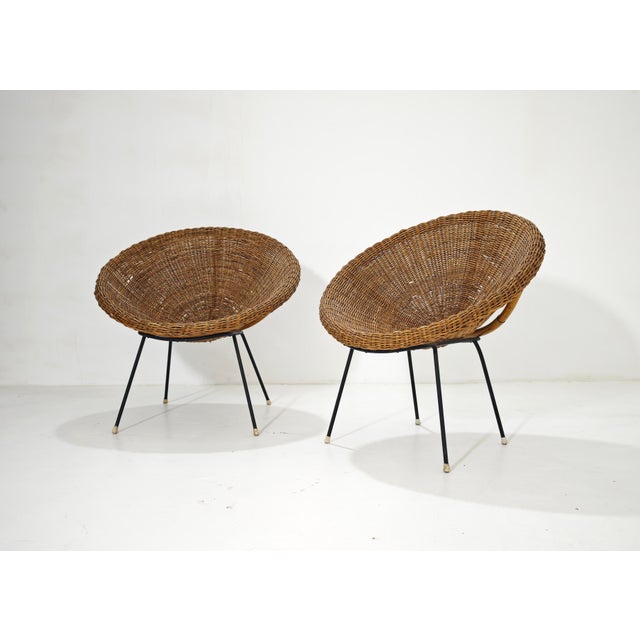 Wood Mid-Century Modern Wicker Armchairs by Design Italia, 1950s, Set of 2 For Sale - Image 7 of 18
