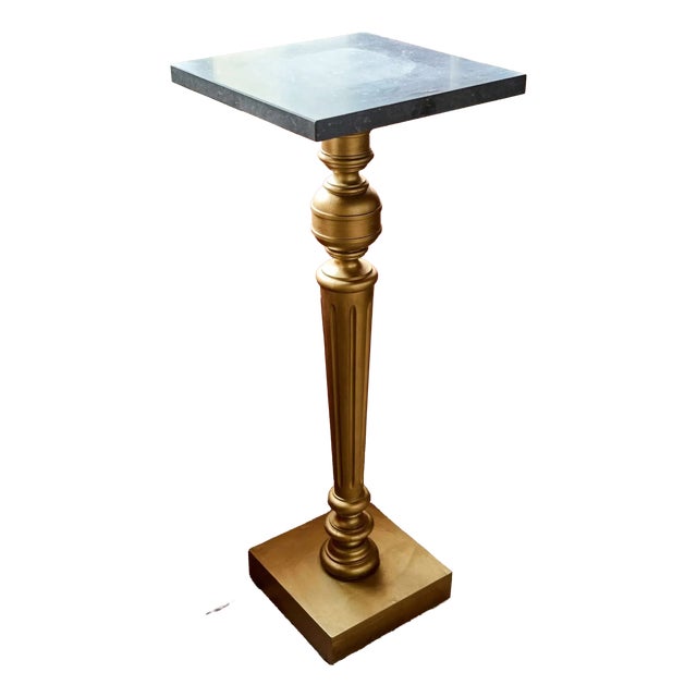 Pedestal with Marble Top For Sale