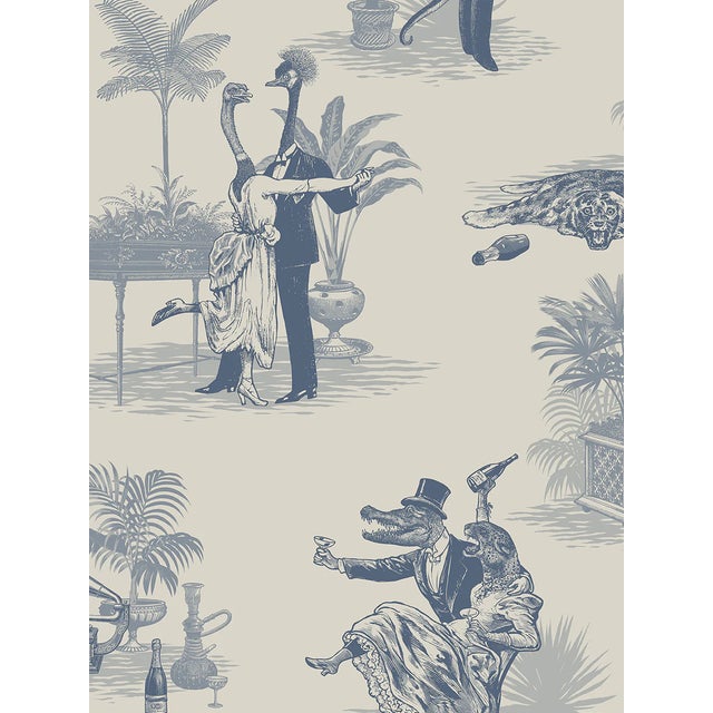 Safari Soirée ‘Heron Blue’ Wallpaper | Chairish