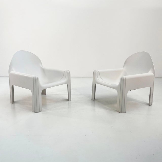 White Model 4794 Lounge Chairs by Gae Aulenti for Kartell, 1970s, Set of 2, in Good conditions. Designed 1970 to 1979 This...
