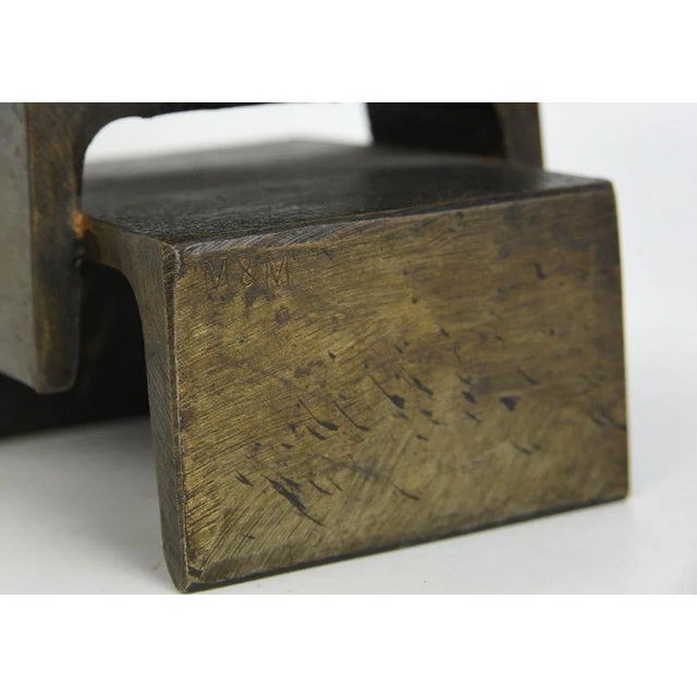 Signed Late 20th Century Heavy Iron Modernist Blacksmith Signed Pricket Candlesticks- Set of 2 For Sale In Los Angeles - Image 6 of 9