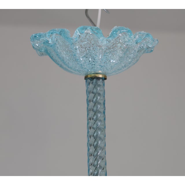 1950s Light Blu Murano Glass Chandelier by Barovier E Toso For Sale - Image 9 of 17