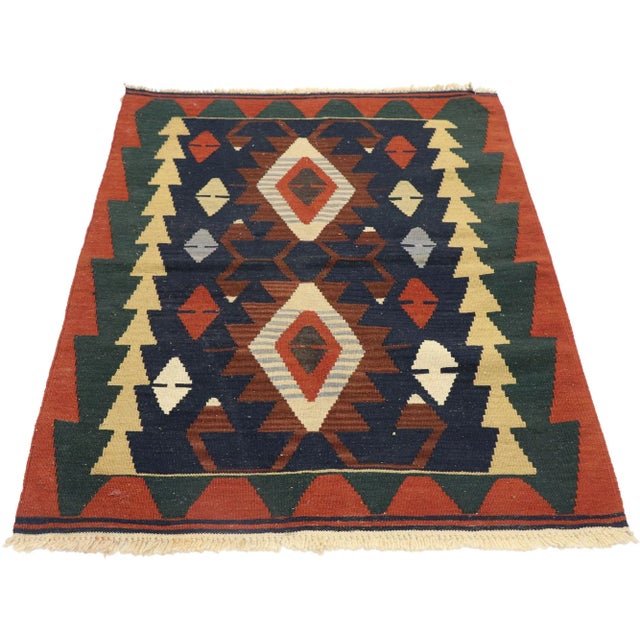 Tribal Vintage Persian Shiraz Kilim Rug - 03'00 X 04'01 For Sale - Image 3 of 9