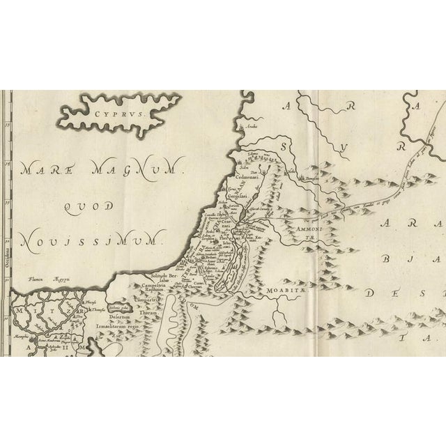 Antique Biblical Map of the Holy Land, 1650 For Sale - Image 4 of 11