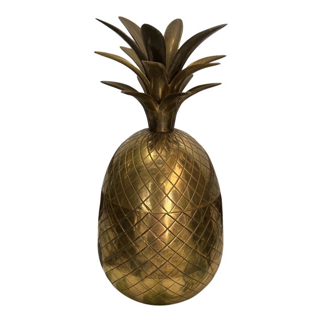 1970s Extra Large Brass Pineapple Container For Sale