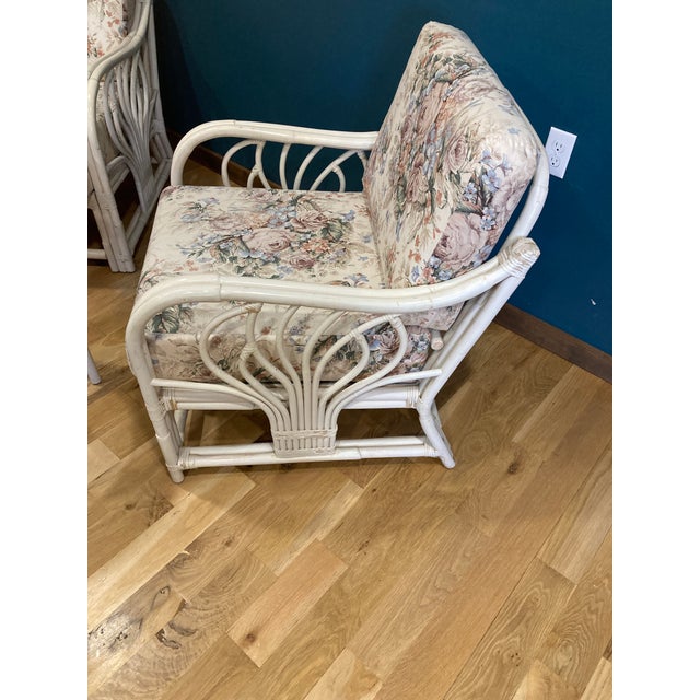 Vintage White Rattan Chairs & Table Set of 3 Chairish