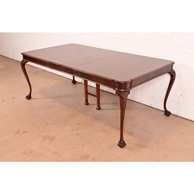Romweber Style Chippendale Carved Mahogany Extension Dining Table, Newly Refinished For Sale - Image 18 of 18