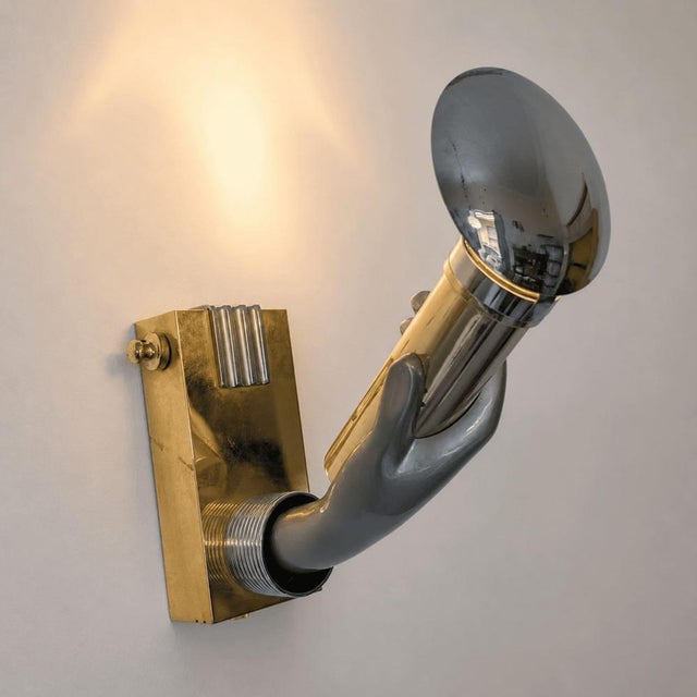 Italian Gothic Style Hand-Shaped Wall Sconces in Brass and Metal by Gio Ponti, 1970s, Set of 2 For Sale - Image 12 of 16