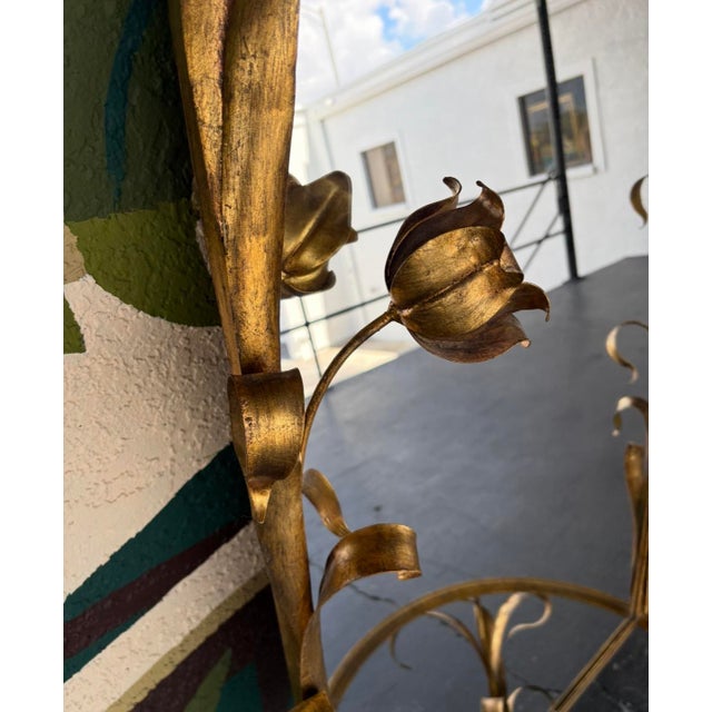 Late 20th Century Italian LaBarge Floral Gilt Hall Mirror For Sale - Image 5 of 11