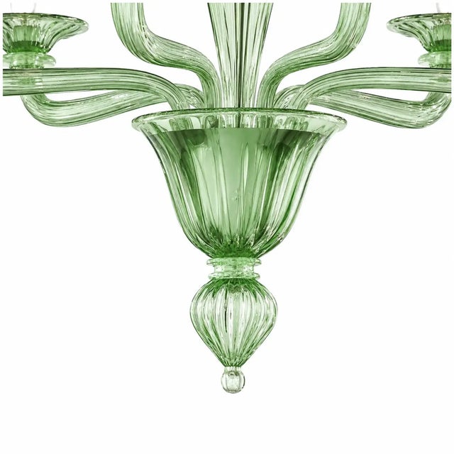 2020s Sculptural Linear “Rigadin” Green Murano Glass Chandelier For Sale - Image 5 of 5