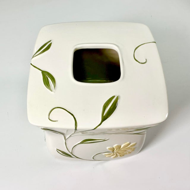 2019 Contemporary Art Nouveau Boho Chic Croscill Penelope Ceramic Tissue Box Cover. For Sale - Image 9 of 10