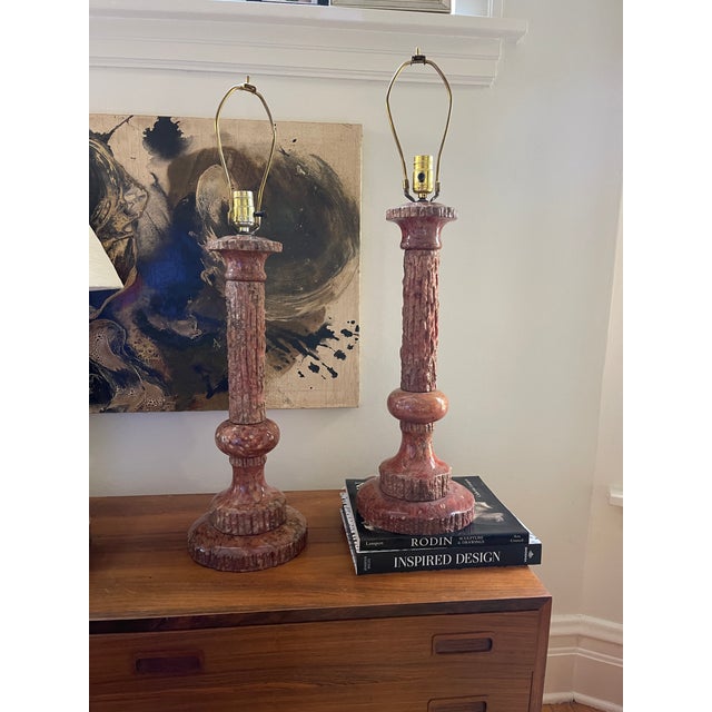 1970s Marble Column Lamps - a Pair For Sale - Image 11 of 12