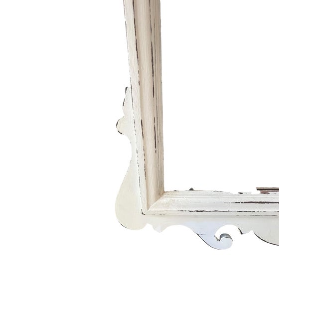 White White Distressed French Country Gustavian Style Vanity & Matching Scroll Mirror For Sale - Image 8 of 11