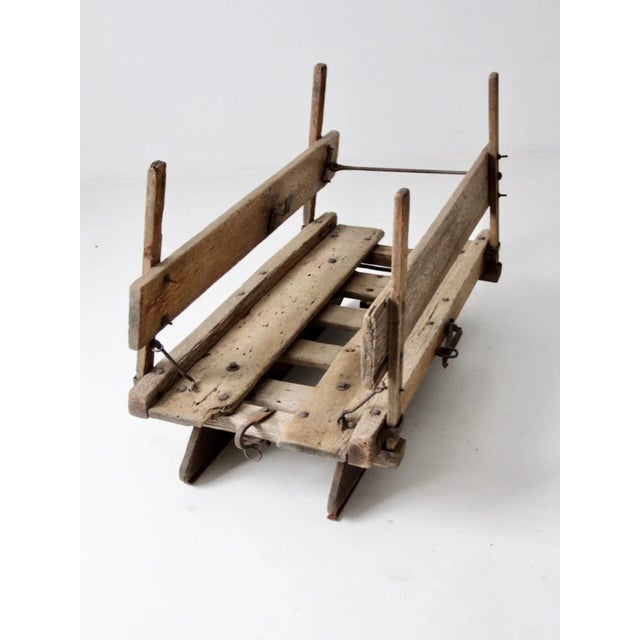 Wood Antique Primitive Wooden Sled For Sale - Image 7 of 13