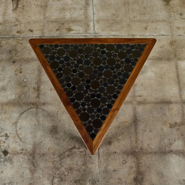 Gordon & Jane Martz Triangular Black Coin Tile Mosaic Side Table For Sale - Image 11 of 12