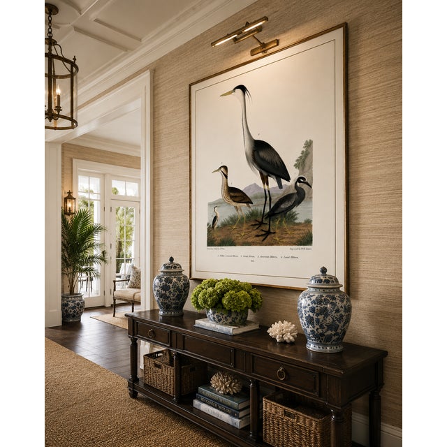 Great Heron & Marsh Birds, Vintage Natural History Art Print Reproduction, 40" X 60" For Sale - Image 9 of 11