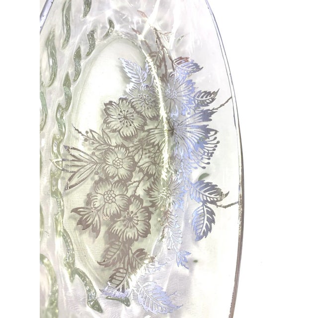 Art Nouveau 1960's Silver Overlay Glass Oval Dish For Sale - Image 3 of 7
