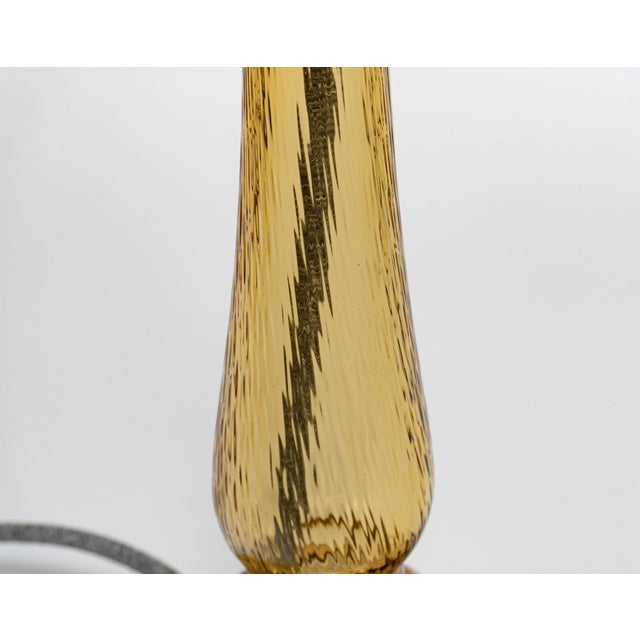 Mid-Century Modern Vintage Italian Dimpled Textured Amber Glass Table Lamp, 1950s For Sale - Image 3 of 6